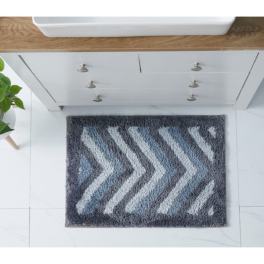 Empyrean Non Slip Shaggy Bath Rug Set - Chevron Design Ultra Soft Bathroom Mat