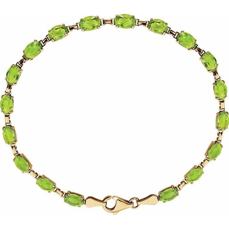 Curata 14k Yellow Gold Peridot Peridot 7.25 Inch Bracelet
