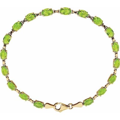 Curata 14k Yellow Gold Peridot Peridot 7.25 Inch Bracelet