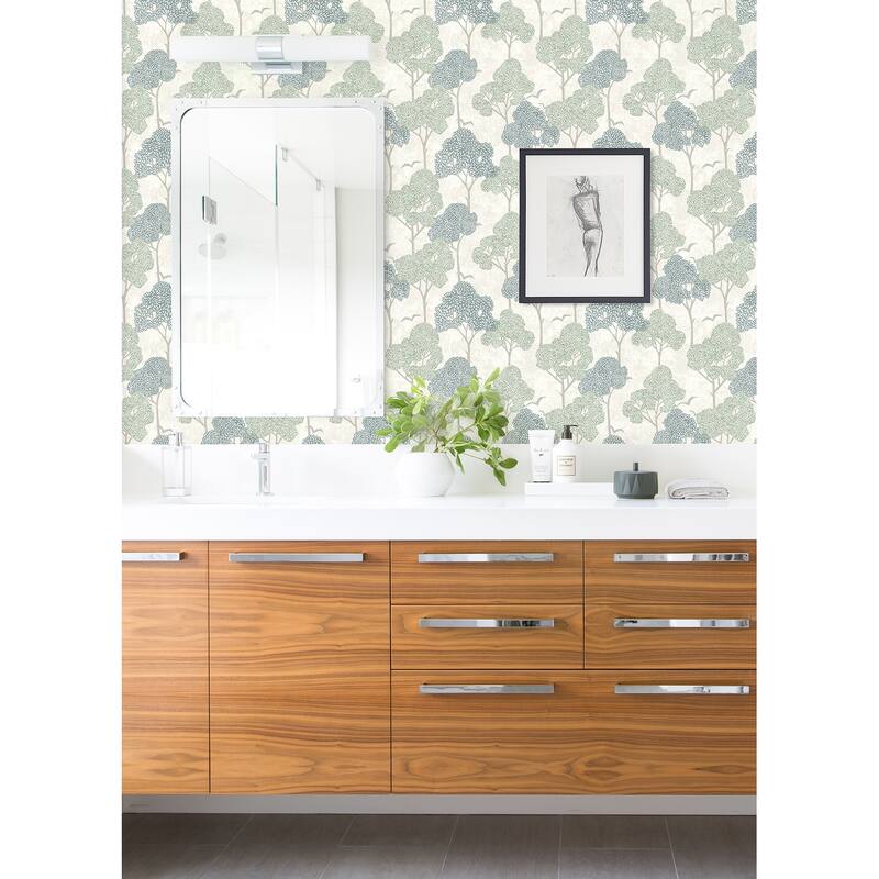A-Street Prints Lykke Green Textured Tree Wallpaper