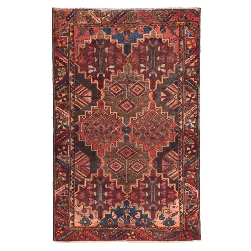ECARPETGALLERY Hand-knotted Antalya Vintage Dark Red Wool Rug - 4'1 x 6'6