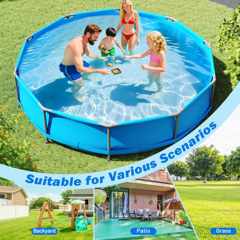 Costway 1617 Gal Outdoor Family Swimming Pool with Metal Frame - See Details