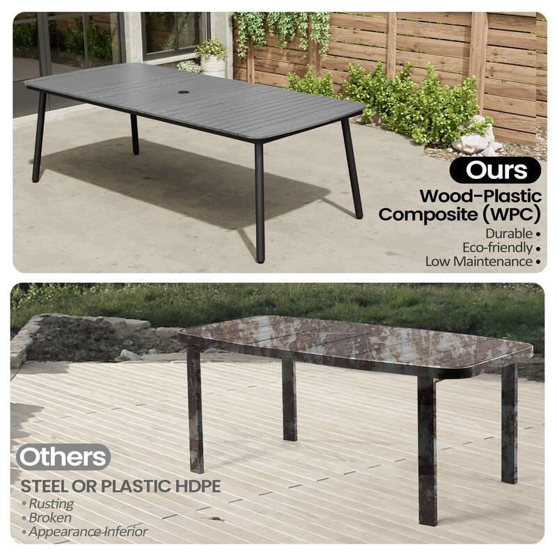 Outdoor Patio Dining Table Rectangular Aluminum Outdoor Table for 6/8/10 Person