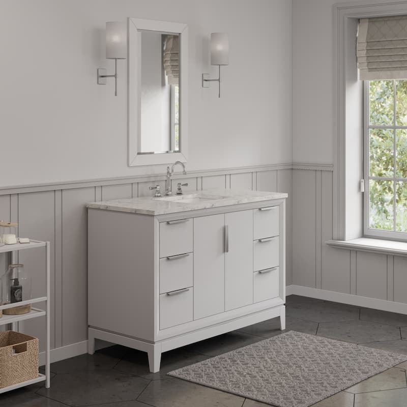 Elizabeth 48" Carrara White Marble Bathroom Vanity with Faucet