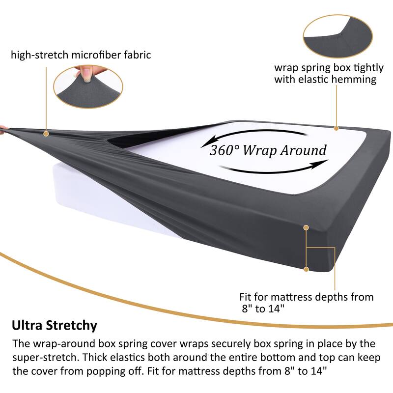 Box Spring Cover Wrap Around 4 Sides Smooth Stretchy