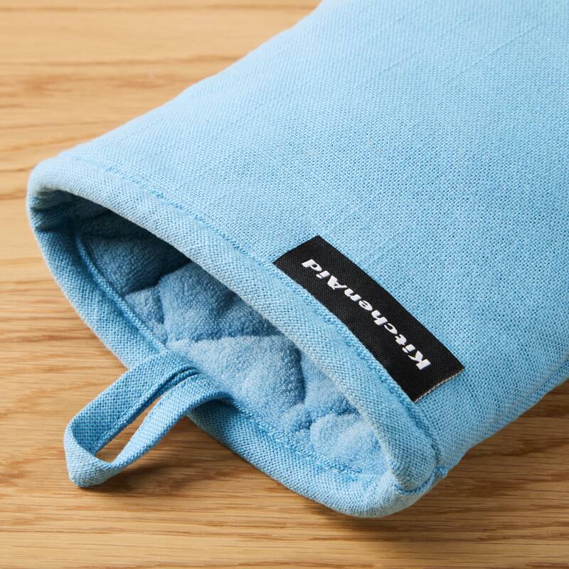 KITCHENAID Gourmet Series Gridlines Mini Oven Mitts 2-Pack Set, Heat Resistant up to 600°F, Soft Silicone Grip, Magnetic Cuff