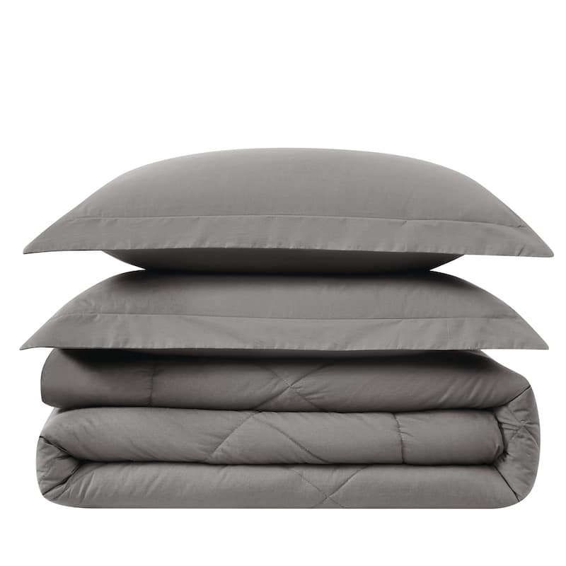 Cannon Solid Oversized Percale 3 Piece Comforter Set