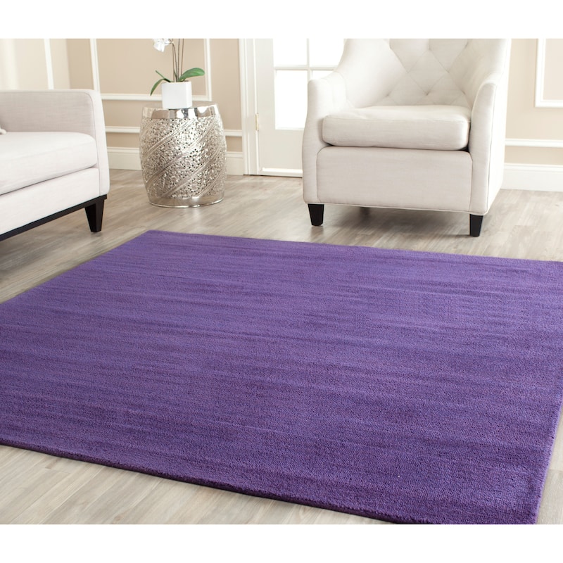 SAFAVIEH Handmade Himalaya Colorweave Plaid Modern Wool Rug - 6' Square - Purple