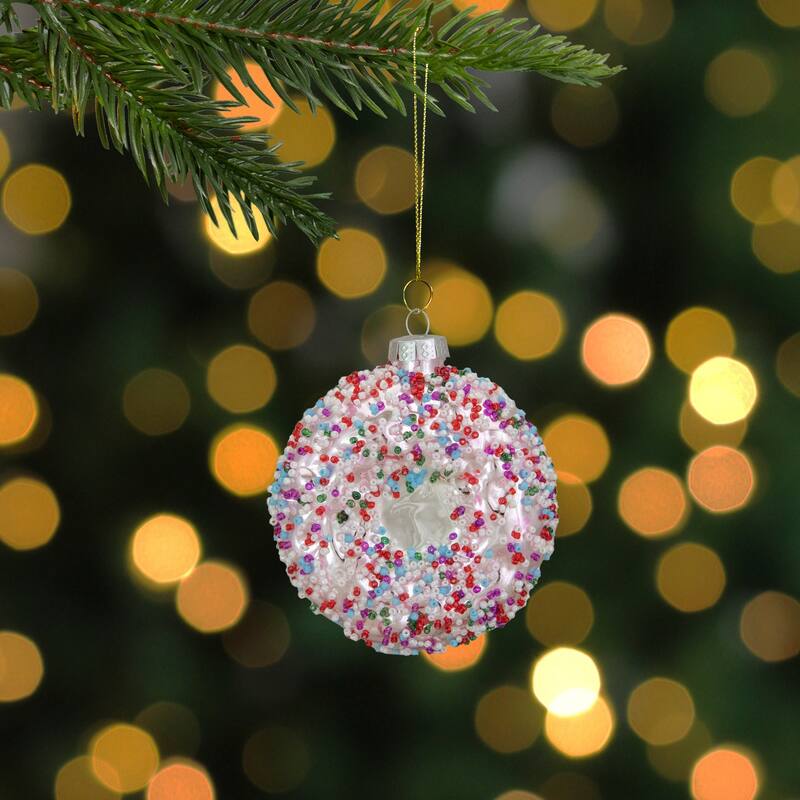 3.75" Pink Doughnut with Sprinkles Glass Christmas Ornament