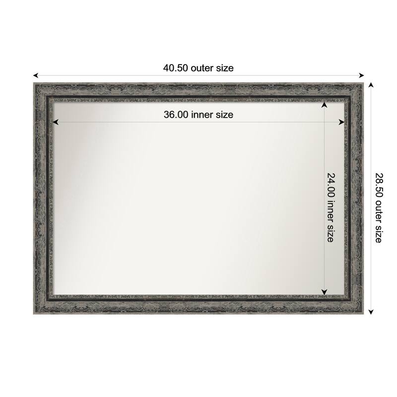 Filigree Non-Beveled Framed Wall Mirror - 41 x 29 in - Filigree Matte Black