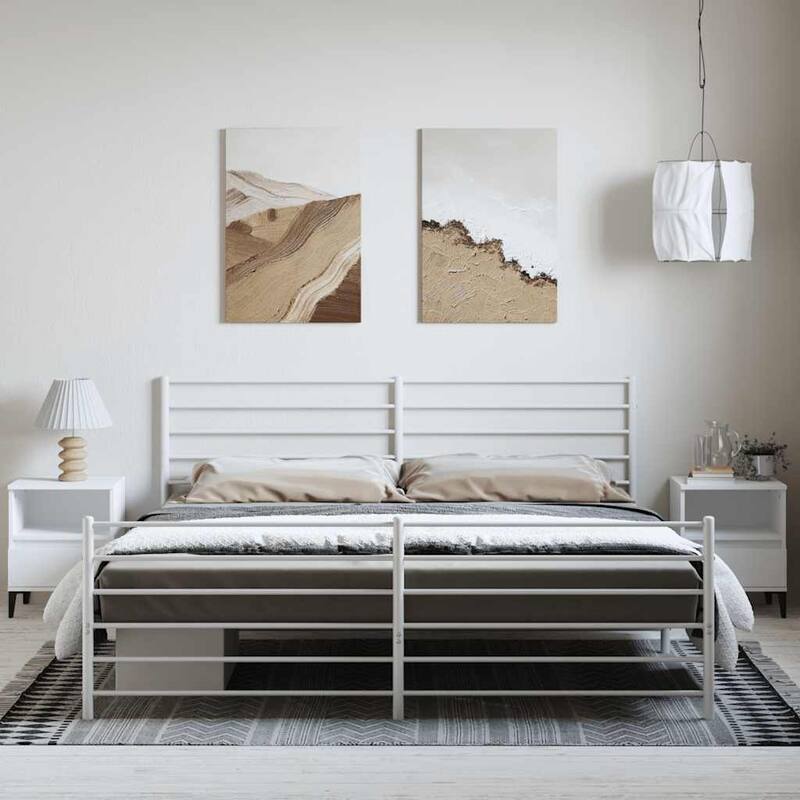 vidaXL Metal Bed Frame with Headboard, No Mattress