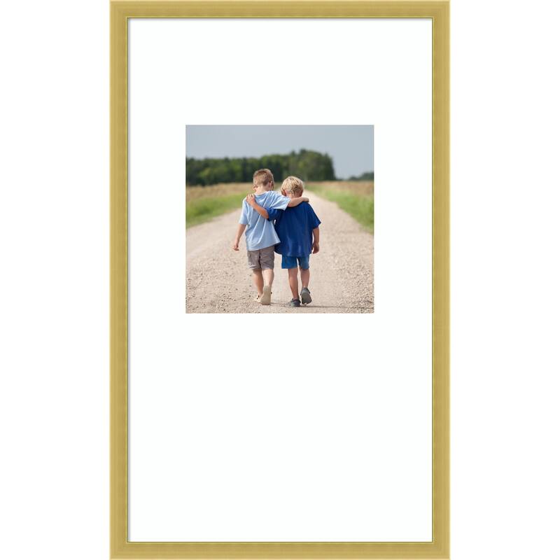 Svelte Clay Grey Framed Picture Frame, Photo Frame - 13x22 Matted White 8x8 - Svelte Polished Gold