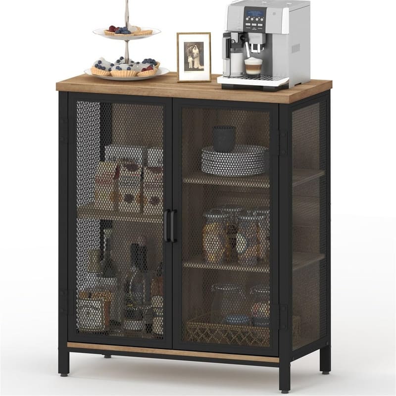 Farmhouse Coffee Bar Cabinet - 13.39"D x 29.5"W x 36"H - Vintage Oak two doors
