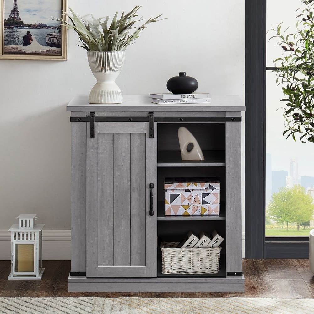 32" Compact TV Stand for 40" TVs w/ Barn Door Design - 32" in Width