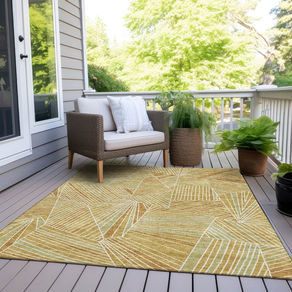 Machine Washable Indoor/ Outdoor Chantille Modern Mosaic Rug