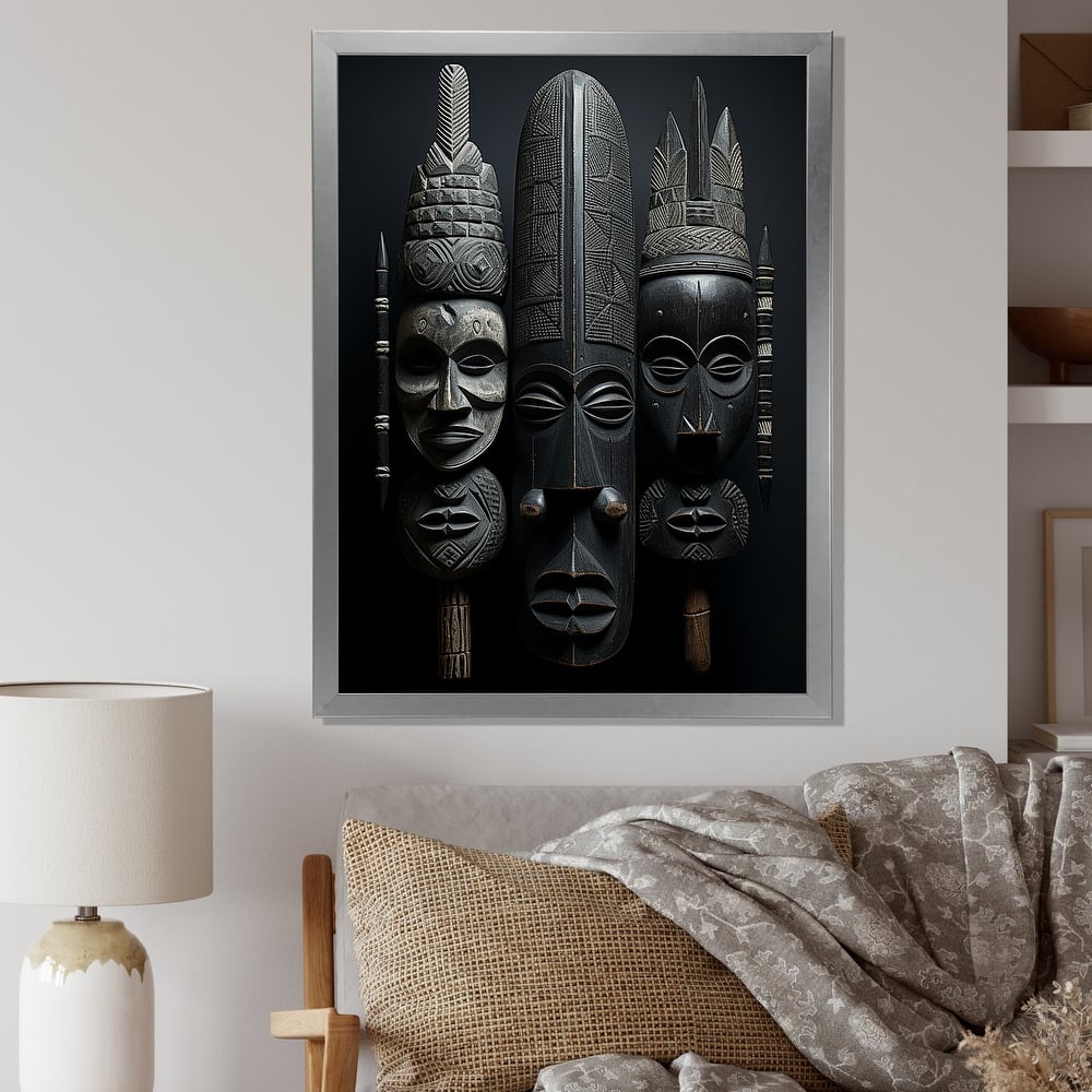 Designart "African Mask" African American Art Framed Wall Art Prints