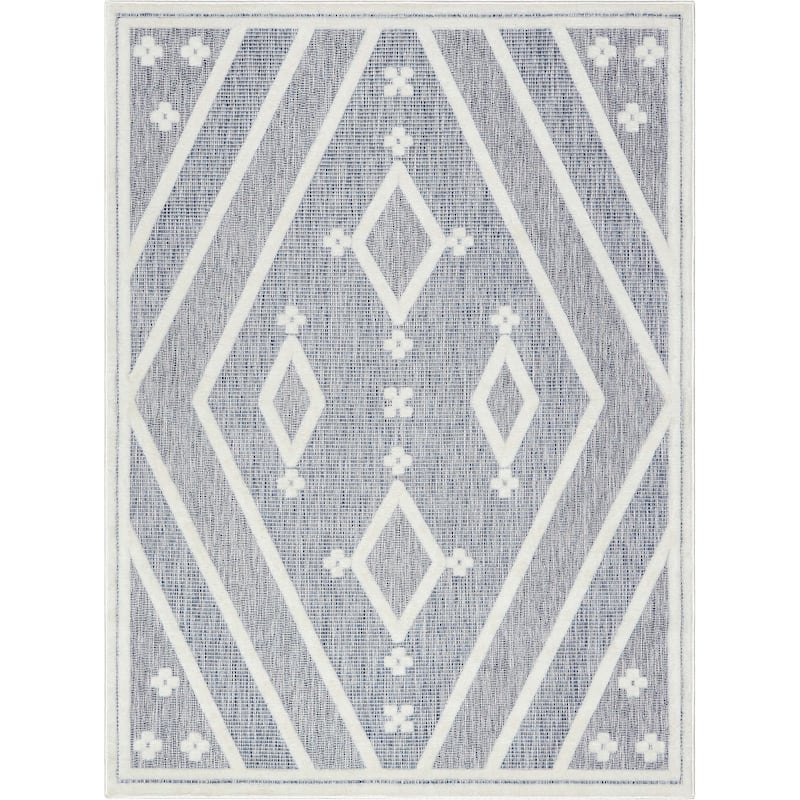 Well Woven Sila Mali Moroccan Tribal Indoor Outdoor Area Rug - 7'10" x 10'6" - Blue
