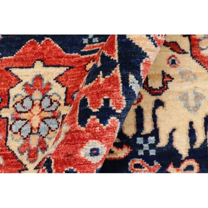 Rustic Heriz Ziegler Ariella Blue Rust Hand-Knotted Rug - 4'11'' x 6'6''