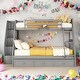preview thumbnail 1 of 11, Artsy Twin-Over-Full Bunk Bed with Drawers, Ladder & Storage Staircase, Maximized Space, Versatility Galore, Gray Grey
