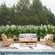 preview thumbnail 1 of 62, Cambridge Casual Lowell 5-Piece Indonesian Teak Outdoor Conversation Set 5 pcs with rocking - Natural Teak/Beige Cushion