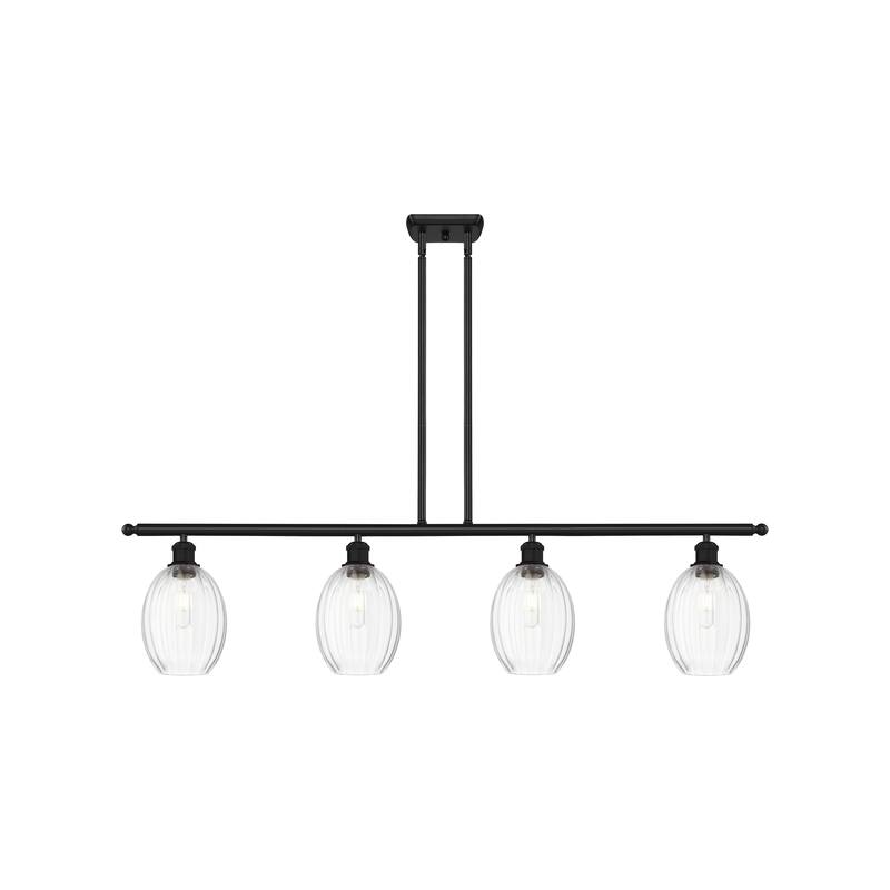 Innovations Lighting Endless Possibilities Ballston - Preston - 4 Light 48" Bulb Shade Stem Hung Island Light - Clear/Matte Black