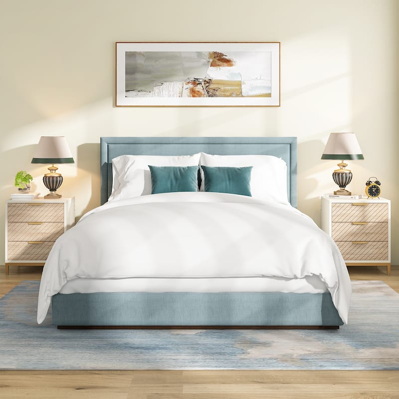 Night Stands with Drawers, Modern Light Wood Grain Nightstand for Bedrooms