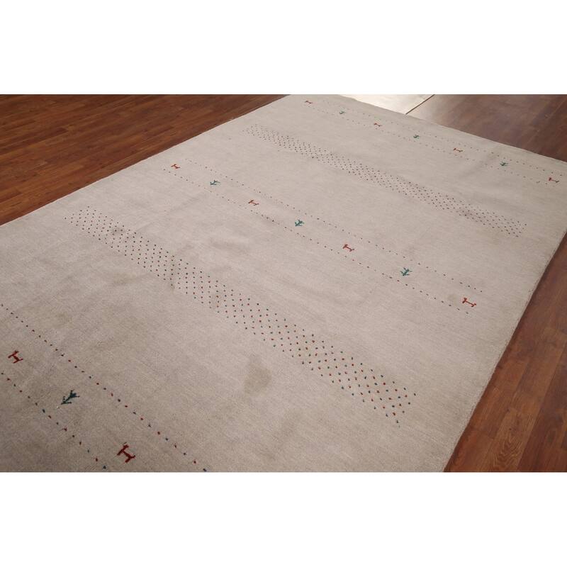 Little Animals Tribal Gabbeh Oriental Area Rug Handmade Wool Carpet - 6'7"x 9'8"