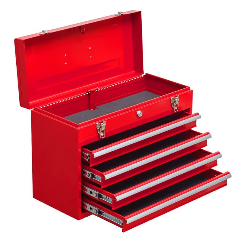 Metal Tool Box with 4 Drawers Portable Steel Tool Chest with Metal Cylinder Lock