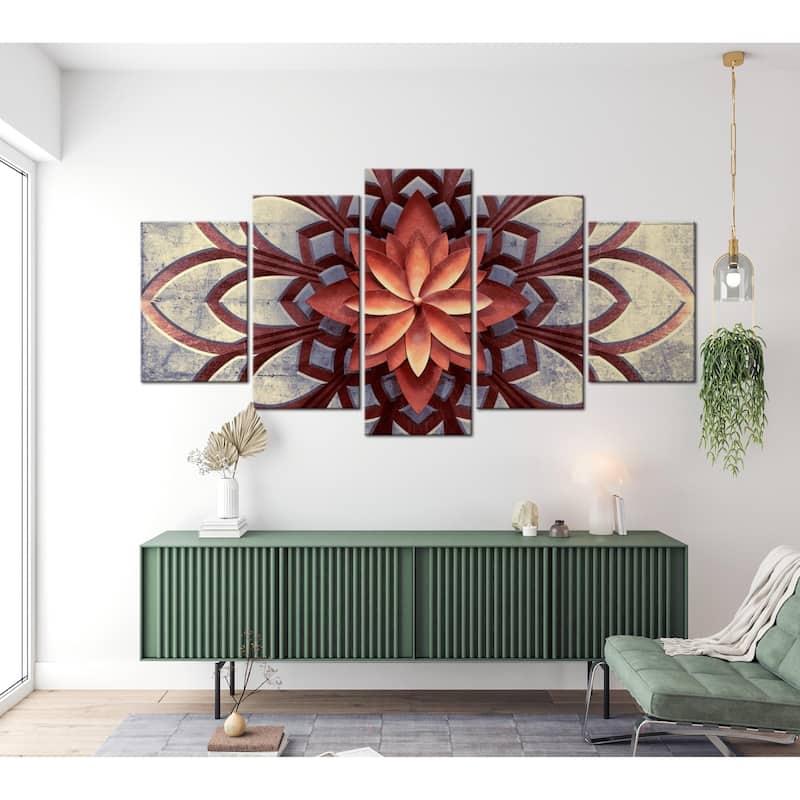 Mandala Canvas Wall Art Zen Flower Design 5 Pieces Bed Bath