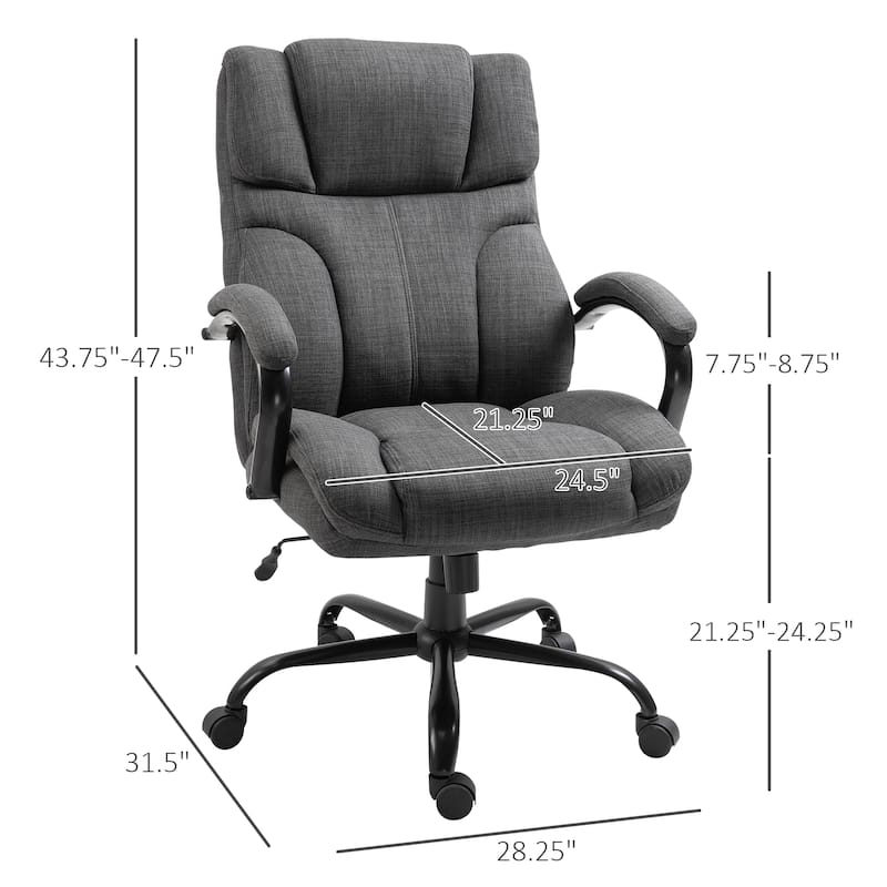 Heavy-Duty Executive Computer Chair for Big and Tall Users, 500lbs Capacity with Breathable Linen Upholstery