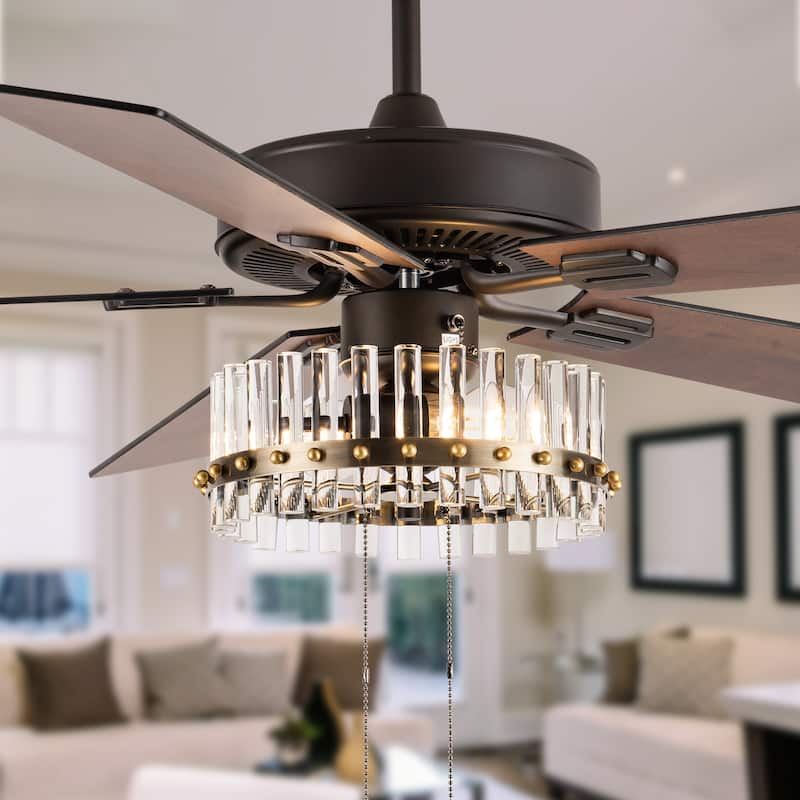 Carrie River of Goods Oil-Rubbed Bronze Metal 2-Light 52-Inch Ceiling Fan - 52" x 52" x 13.5"/18.5"