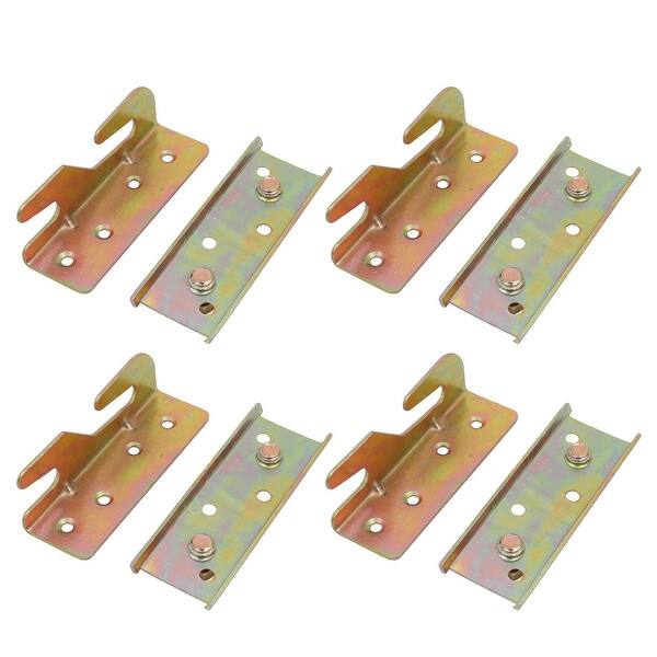 86mmx28mmx27mm Screw Fixed Bed Hinge Rail Brackets 4 Sets Bronze Tone