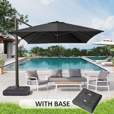 10x12.5 FT Outdoor Patio Cantilever Umbrella with Base