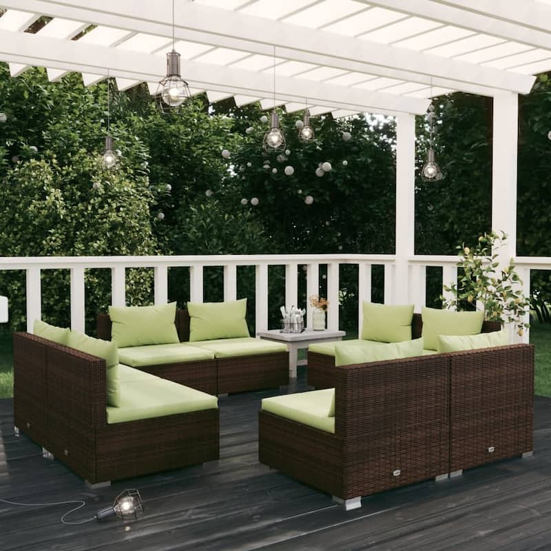 vidaXL Patio Lounge Set Outdoor Sectional Sofa Set Table Garden Poly Rattan - 27.6" x 27.6" x 24"