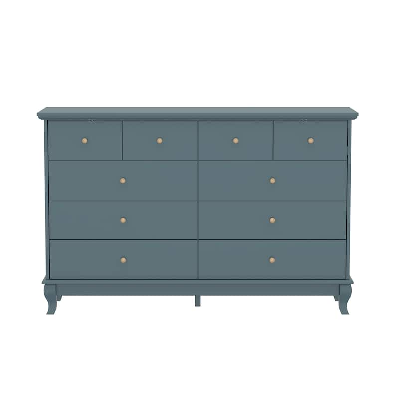 55.1"W Lacquer Dresser Long Dresser for Bedroom Chest of Drawers