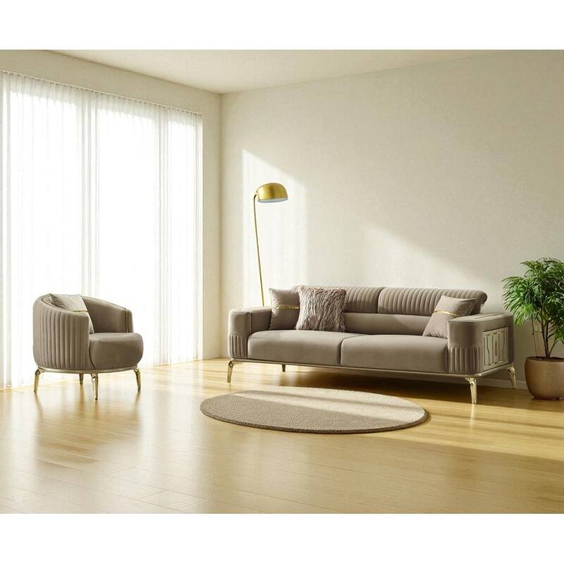 Luzera 2 Pieces Living Room Sets 1 Sofa 1 Chair - Beige