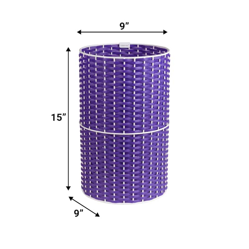 happimess Cecil Modern 4.13-Gallon Faux Wicker Cylinder Waste Basket
