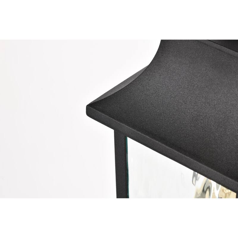 Austen Outdoor Small Wall Light Matte Black Finish Clear Water Glass