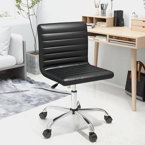 Desk Chair, Armless Office Chair Leather Swivel Task Chair