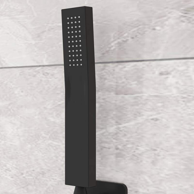 Black Shower System Rain Shower Head Handheld Spray Bathroom