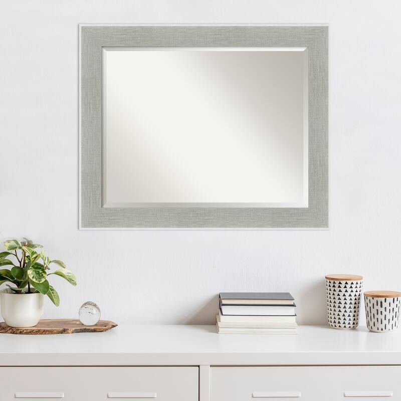 Beveled Wall Mirror - Glam Linen Grey Frame - Glam Linen Grey