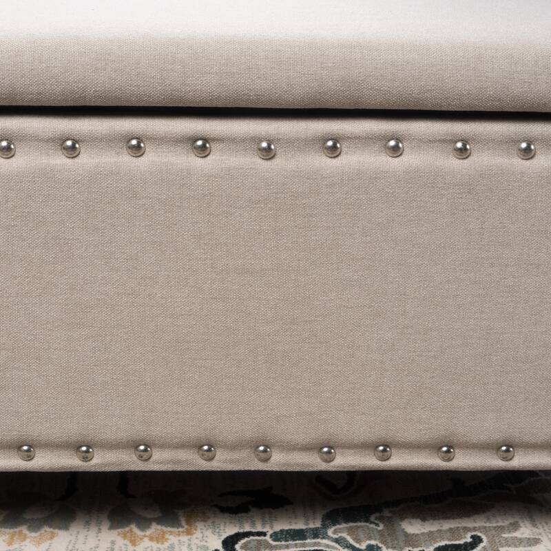 Tatiana Contemporary Fabric Storage Ottoman with Nailhead Trim by Christopher Knight Home