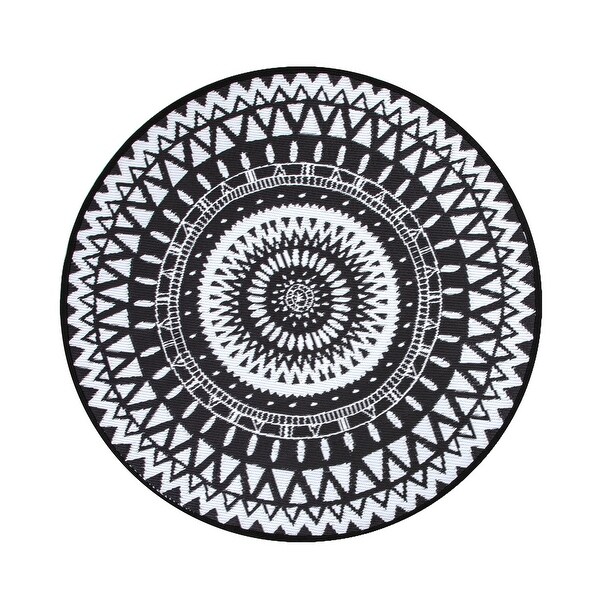 Black and sale white round rug