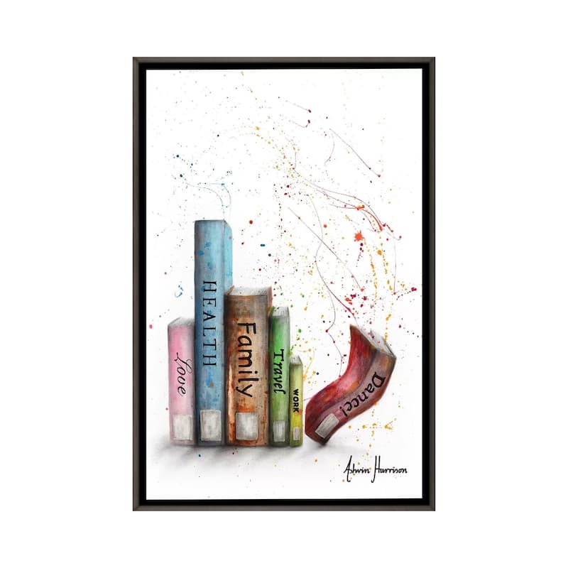 iCanvas "Life Dance Books" by Ashvin Harrison Framed - Charcoal - 48x32