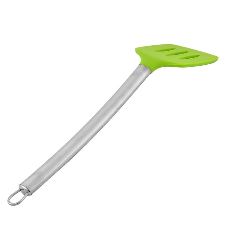 Kitchen Stainless Steel Handle Silicone Slotted Pancake Turner Spatula - 12.6" x 3.3" x 0.6"(L*W*T)