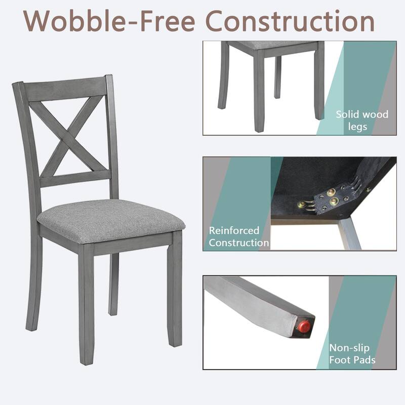 Dining Chairs Only, Wooden Dining Chairs Set of 4, Kitchen Chair with Padded Seat, Upholstered Side Chair for Dining Room