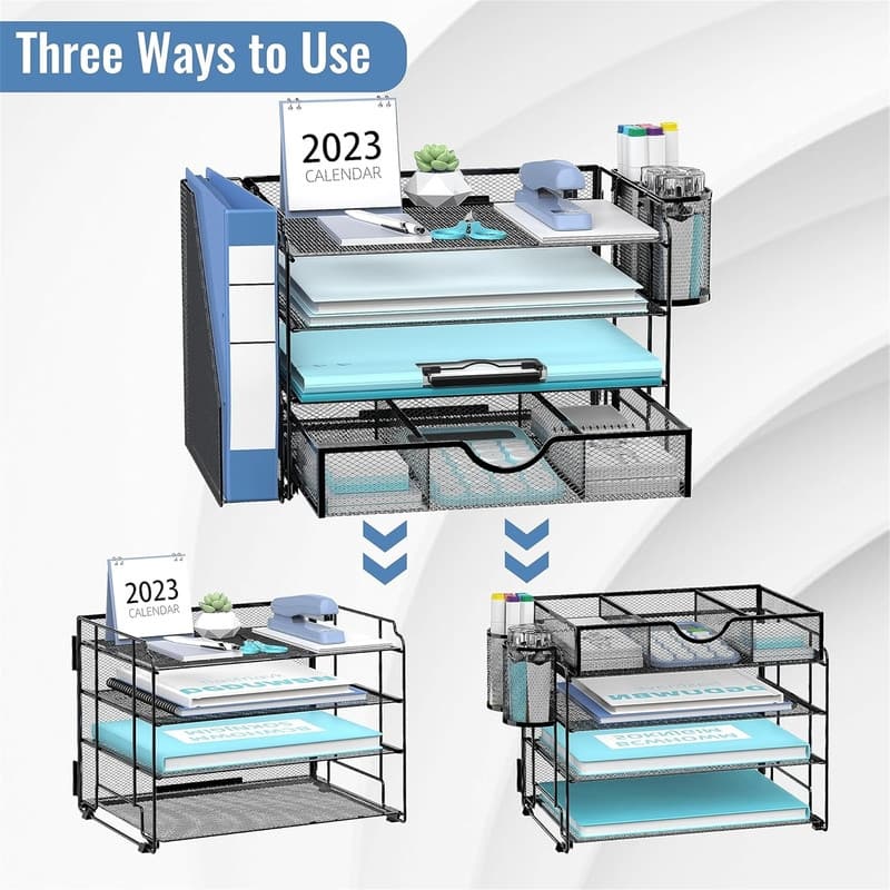 4 Trays Letter Tray Paper Organizer - 14"D x 9"W x 5"H