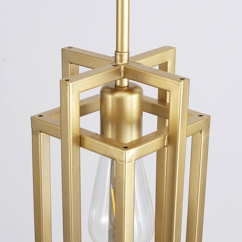 Open Metal Frame Classic Traditional Chandelier, Rustic Farmhouse 1 -Light Pendant for Dining Living Room, Kitchen