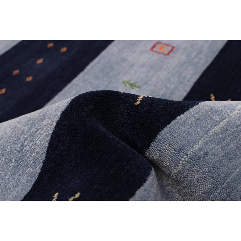 ECARPETGALLERY Hand Loomed Kashkuli Gabbeh Dark Navy, Grey Wool Rug - 6'9 x 9'9