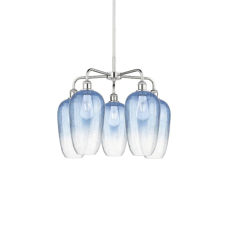 Innovations Lighting 516-5CR-21-26 Brookhaven Flute Chandelier - Polished Chrome / Sapphire Blue